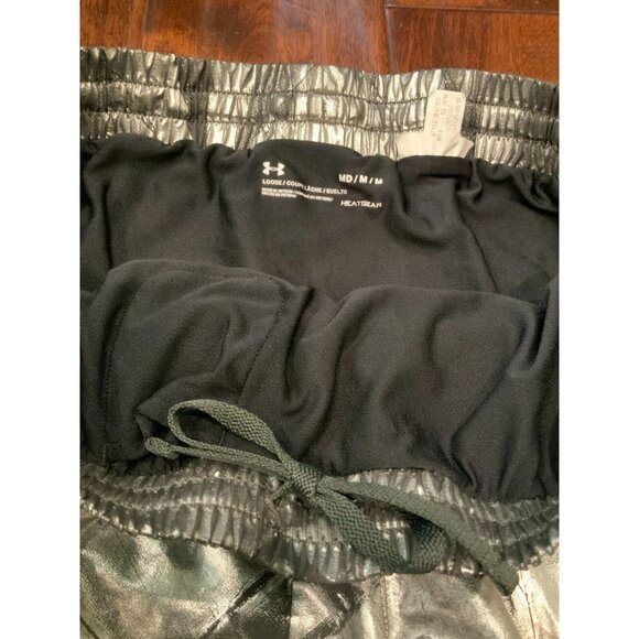 Under Armour Green & Silver Metallic Athletic Running Shorts, Size Medium - Picture 3 of 7